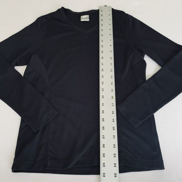 Nike Shirt Women M Black Dri-FIT Top Long Sleeve V-Neck Athletic Activewear Run - Picture 7 of 8